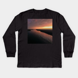 Stunning sunset over Sajno lake Kids Long Sleeve T-Shirt